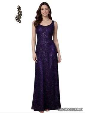 Reggio dress gown beaded purple maxi colorful rhinestone covered fabric